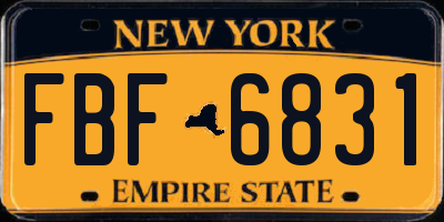 NY license plate FBF6831