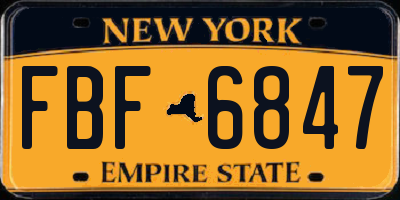 NY license plate FBF6847