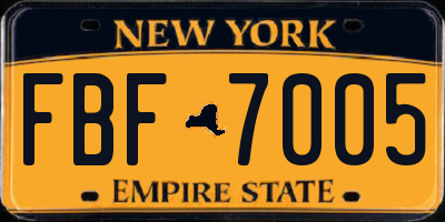 NY license plate FBF7005