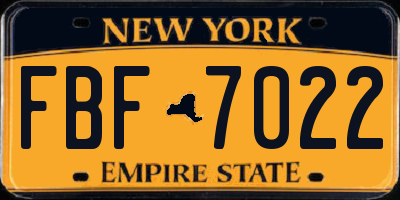 NY license plate FBF7022