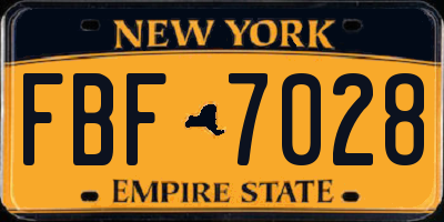 NY license plate FBF7028