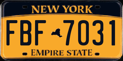 NY license plate FBF7031