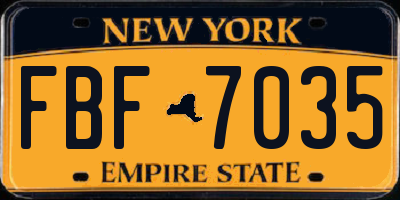 NY license plate FBF7035