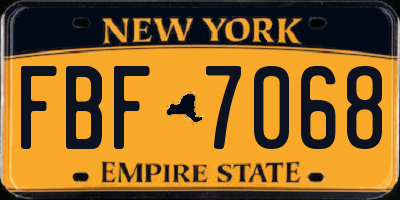 NY license plate FBF7068