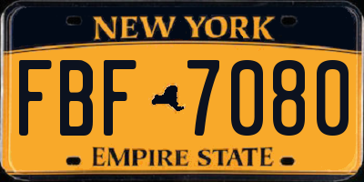 NY license plate FBF7080