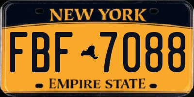 NY license plate FBF7088