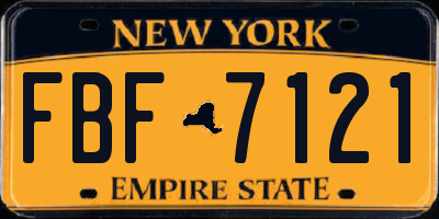 NY license plate FBF7121