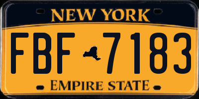 NY license plate FBF7183
