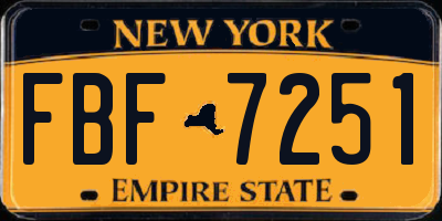 NY license plate FBF7251