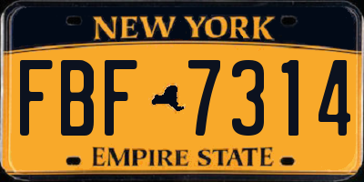 NY license plate FBF7314