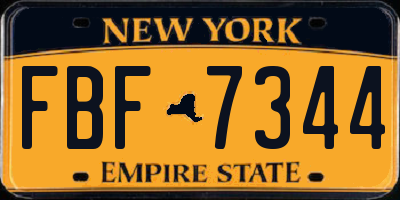 NY license plate FBF7344