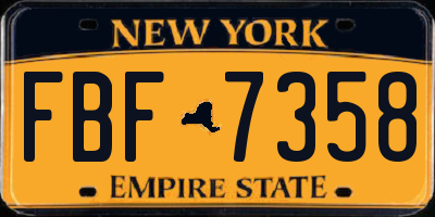NY license plate FBF7358