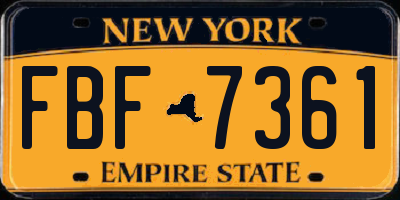 NY license plate FBF7361