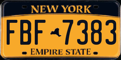 NY license plate FBF7383