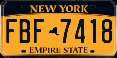 NY license plate FBF7418