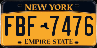 NY license plate FBF7476