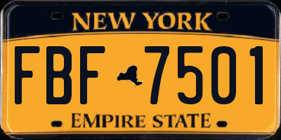 NY license plate FBF7501