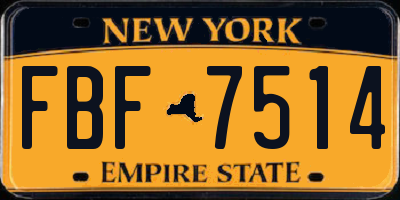 NY license plate FBF7514