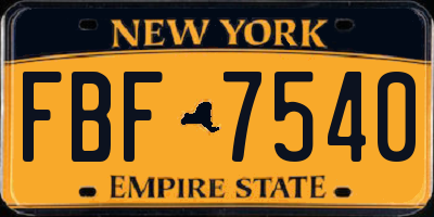 NY license plate FBF7540