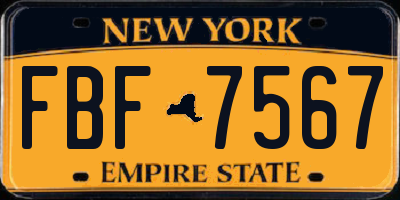 NY license plate FBF7567