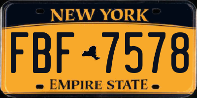 NY license plate FBF7578