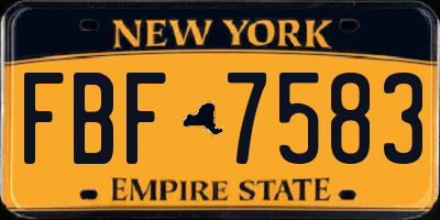 NY license plate FBF7583