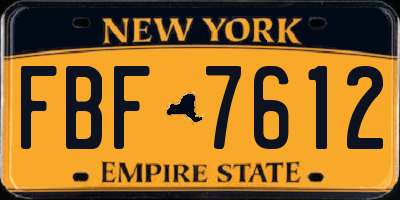 NY license plate FBF7612