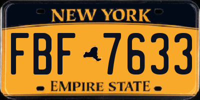 NY license plate FBF7633