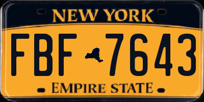 NY license plate FBF7643