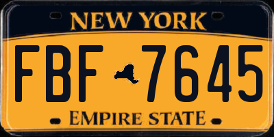 NY license plate FBF7645