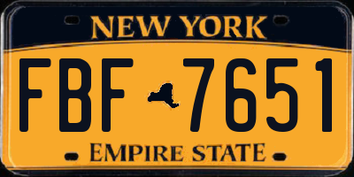NY license plate FBF7651