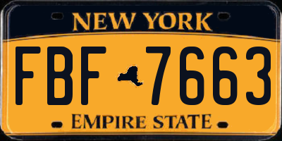 NY license plate FBF7663