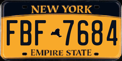 NY license plate FBF7684