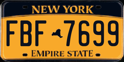 NY license plate FBF7699