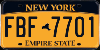 NY license plate FBF7701