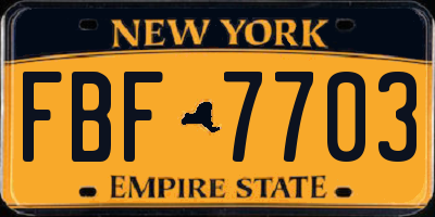 NY license plate FBF7703