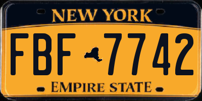 NY license plate FBF7742
