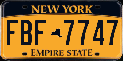 NY license plate FBF7747