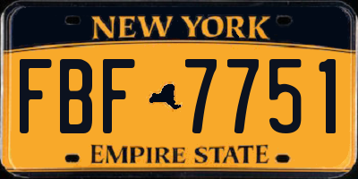 NY license plate FBF7751