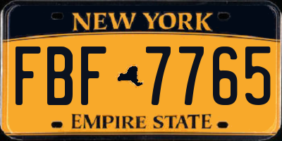 NY license plate FBF7765