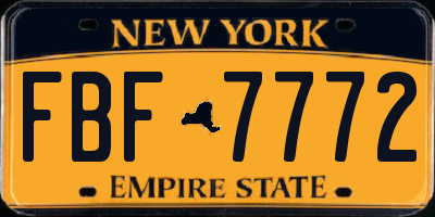 NY license plate FBF7772