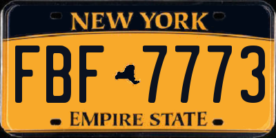 NY license plate FBF7773