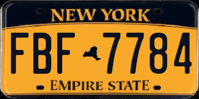 NY license plate FBF7784