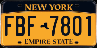 NY license plate FBF7801