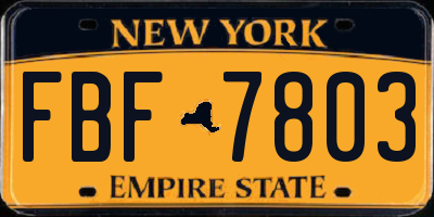 NY license plate FBF7803