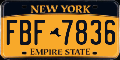 NY license plate FBF7836