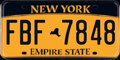 NY license plate FBF7848