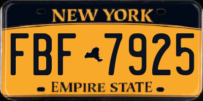 NY license plate FBF7925