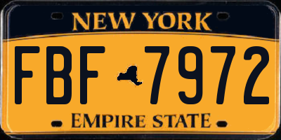 NY license plate FBF7972