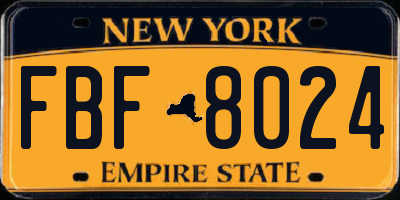 NY license plate FBF8024